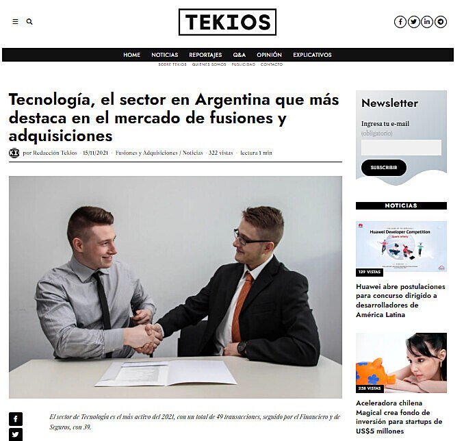 Tecnologa, el sector en Argentina que ms destaca en el mercado de fusiones y adquisiciones